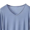 thumbnail image 5 of Bxsruta Women's Plus Size Modal V-Neck Sleepwear Set for Lounge and Nightwear, Comfortable Long Sleeve Design for Spring Summer Winter Wear, 5 of 6