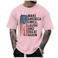 thumbnail image 1 of T-Shirt Homme Drapeau Imprimé Grande Amérique Encore, Col Rond, Manches Courtes, Décontracté, Rose m, 1 of 4