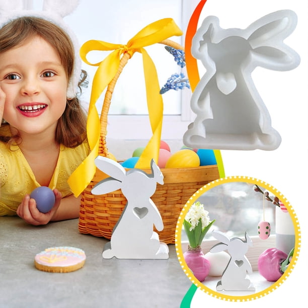 Molde de cera y vela de Pascua con forma de conejo besándose | Molde de silicona flexible para velas de aromaterapia, jabón, resina y yeso | Molde reutilizable de conejito para decoración navideña y