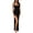 Black, variant on Women Cut Out Backless Maxi Dress Knitted Halter Tie Back Long Dresses V Neck Strappy Bodycon Cocktail Party Dress