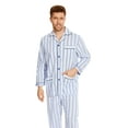 thumbnail image 1 of GLOBAL Mens 100% Cotton Pajamas Set Woven Drawstring Sleepwear Set with Top and Pants/Bottoms, 2-Piece Set, Size M, 1 of 5