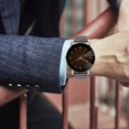 thumbnail image 4 of Reloj de cuarzo con cinturón de malla de moda Reloj unisex con patrón de esfera de diamantes de imitación clásico (negro masculino), 4 of 5