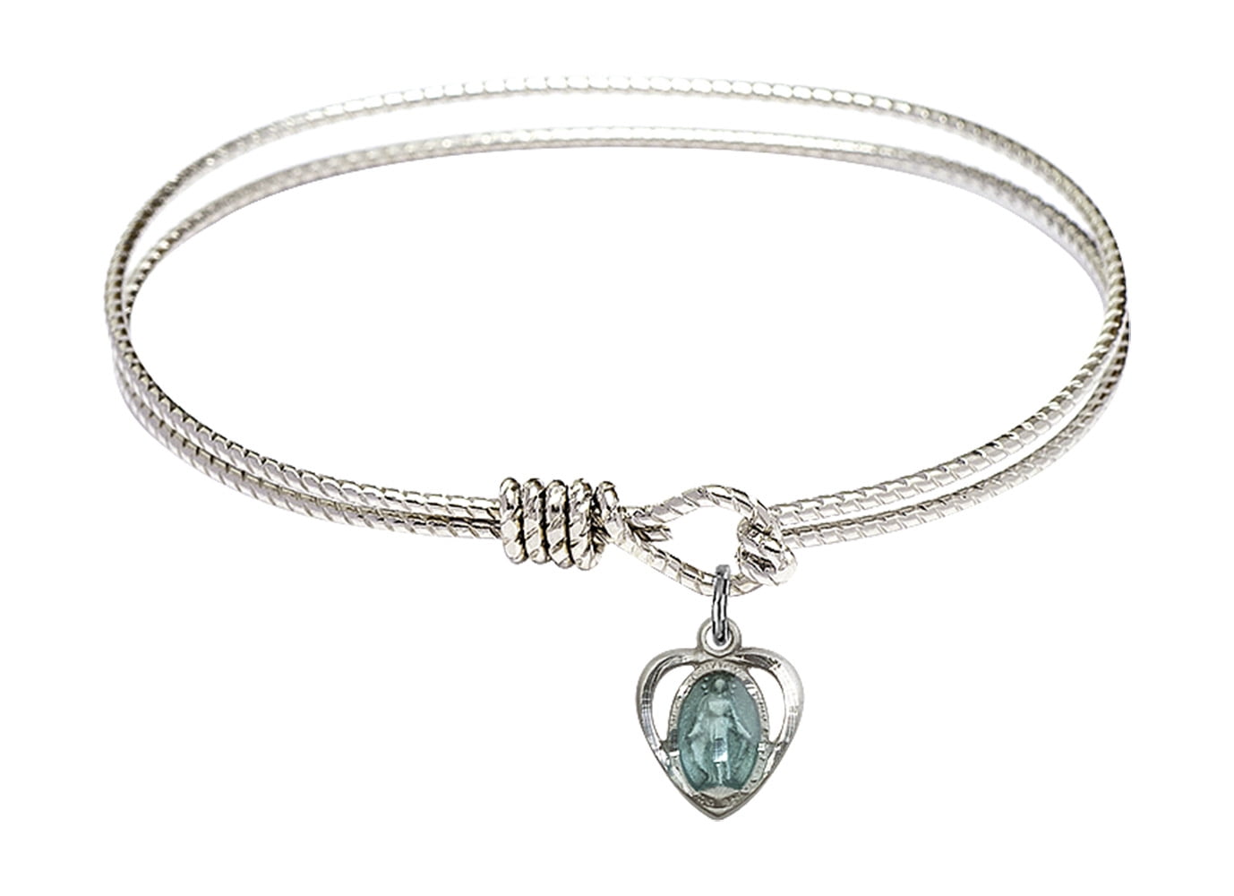 Miraculous Leaf Charm On A 8 1/2 Inch Round Double Loop Bangle Bracelet Miraculous Leaf Charm On A 8 1/2 Inch Round Double Loop Bangle Bracelet