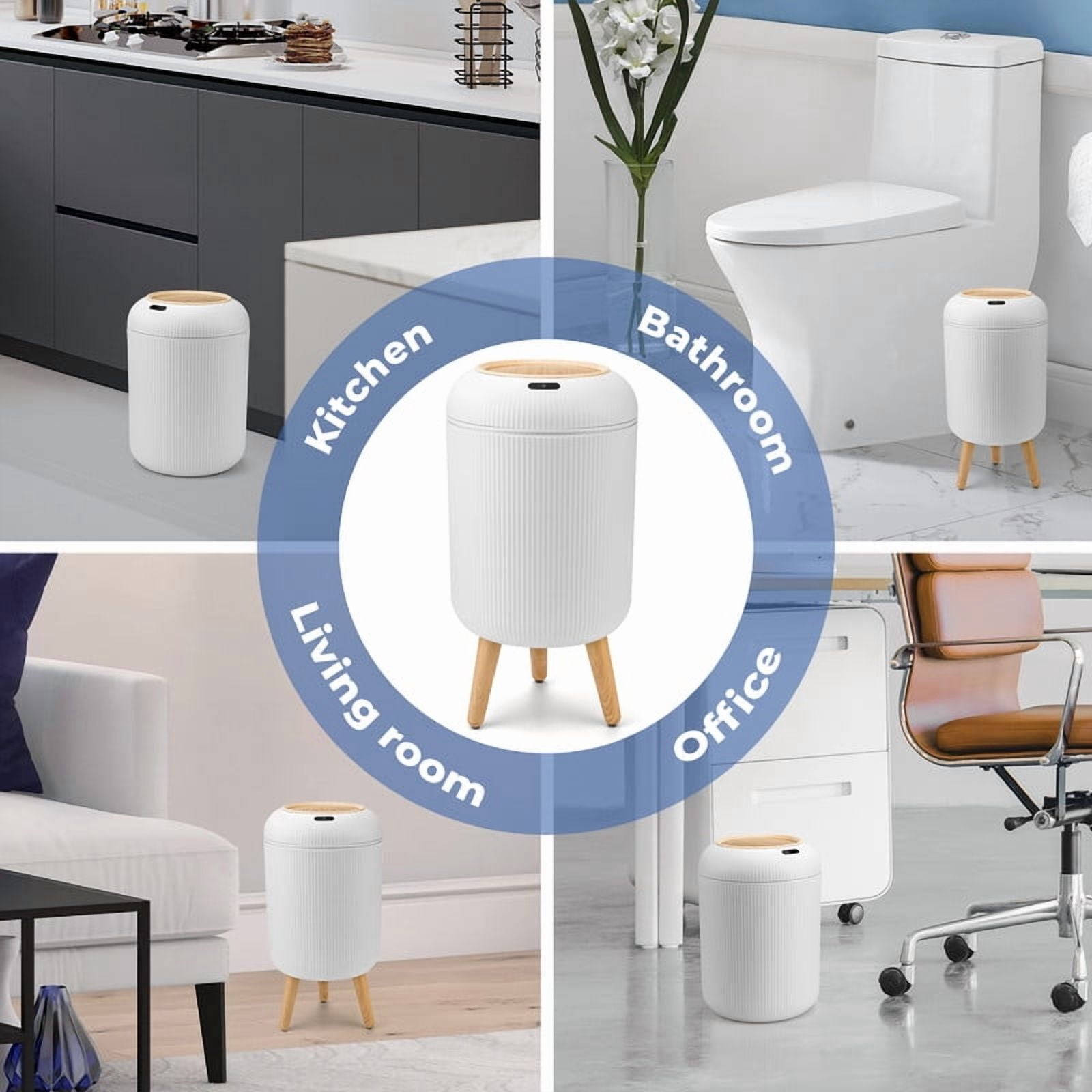 Touchless Automatic Trash Can 10L, Motion Sensor Smart Bin, Waterproof for Kitchen & Bathroom (White)
