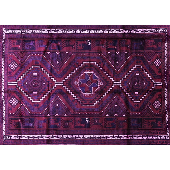 Ahgly Company Indoor Rectangle Southwestern Purple Country Area Rugs, 4' x 6'