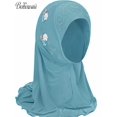 thumbnail image 3 of BOHOWAII Kids Girls Muslim Instant Hijab Ready To Wear Islamic Shawls Turban with Flowers Scarfs Jersey Head Wrap (2-7 Y), 3 of 4
