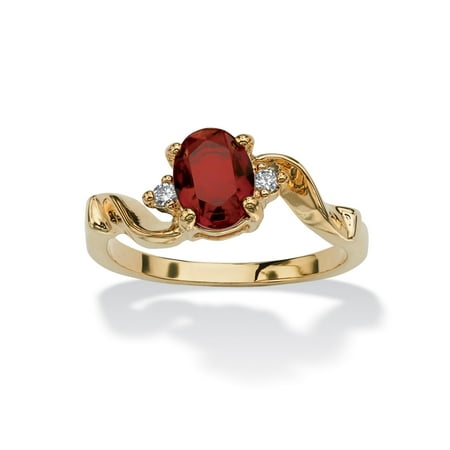 - Oval-Cut Birthstone Twist Ring in 14k Gold-Plated