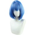 thumbnail image 1 of Peluca para cosplay, color azul claro, corta, con flequillo, 45 cm, sintética, 1 of 3