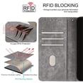 thumbnail image 6 of Leather For Apple iPhone 15 Plus RFID Blocking Dual Tone Flip Wallet Case, With Card Holder Buckle Magnetic Closure Shockproof Kickstand Protective Phone Cases Cove,Grey,For iPhone 15 Plus, 6 of 7