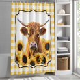 thumbnail image 6 of Yellow Yak Shower Curtain Set, Waterproof Shower Curtains for Bathroom, Sunflowers Checkered Elegant Pastoral Buffalo Washable Fabric Cloth Bath Curtain for Bathtub Decoration with Hooks 48x72 Inches, 6 of 9