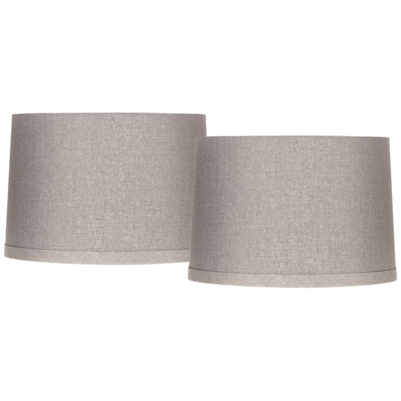 Springcrest Set of 2 Tapered Drum Lamp Shades Gray Medium 15" Top x 16" Bottom x 11" High Spider with Replacement Harp and Finial Fitting