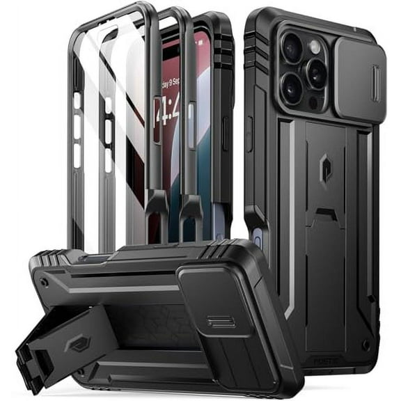 Poetic Revolution Case for iPhone 16 Pro Max 6.9 inch with Built-in-Screen Protector, Black