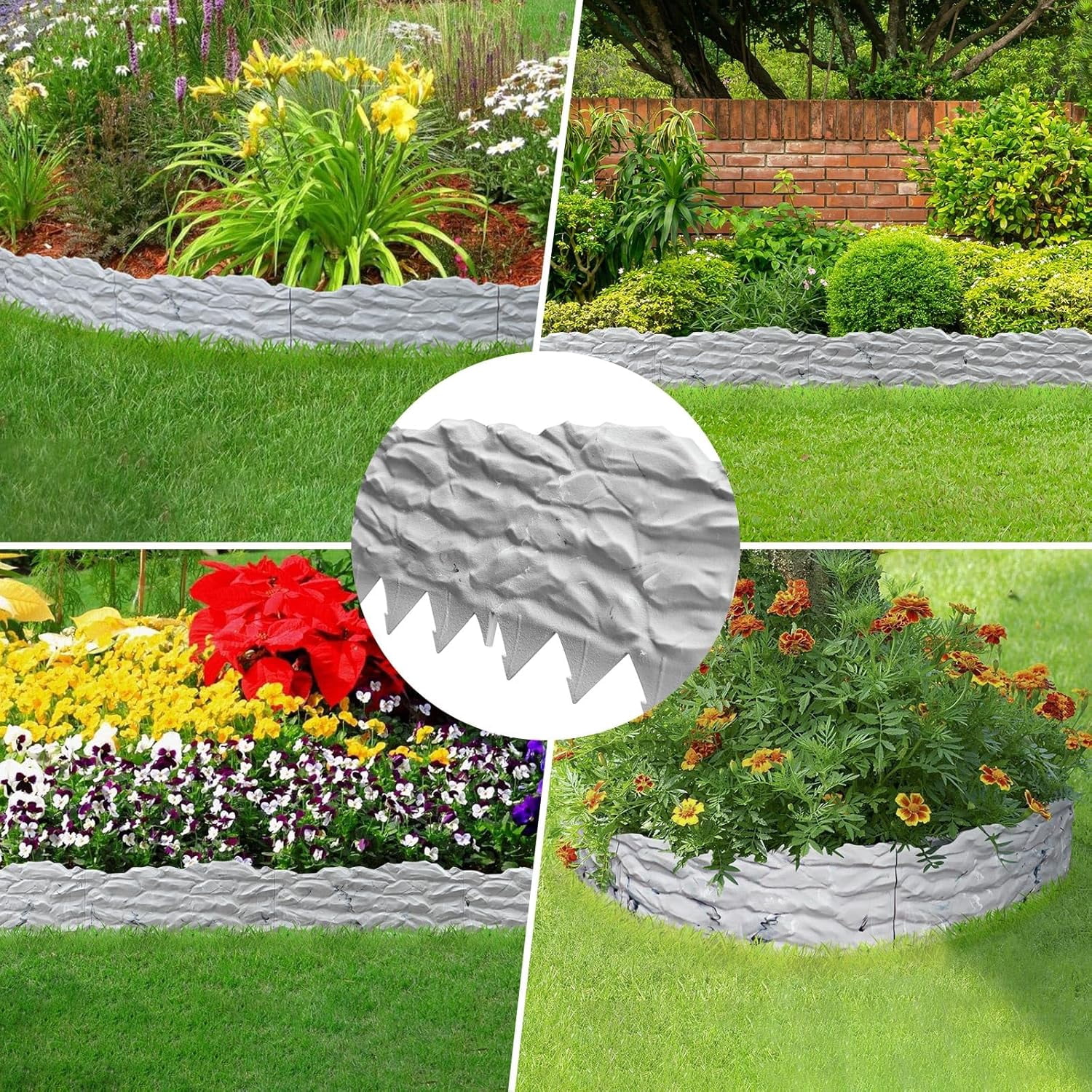 20Pcs Garden Edging Border, 21Ft Marbled Design for Flower Beds, Yard,  & Pathway Landscaping