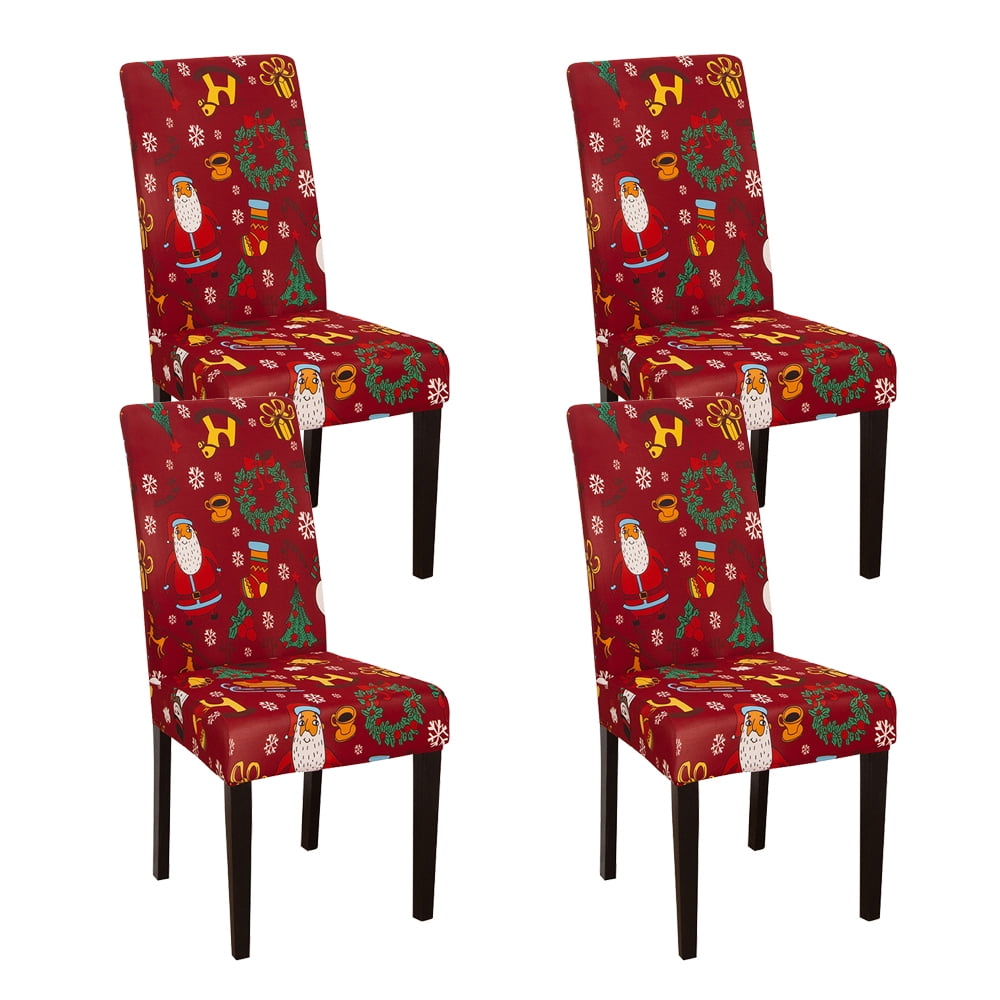 Rosnek 4PCS Christmas Chair Covers for Dining Room Stretch Removable