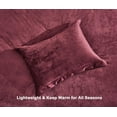 thumbnail image 4 of Chezmoi Collection Lux 3-Piece Burgundy Velvet Comforter Set King Size, All Season Lush Plush Velvet Bedding Set with Soft Washed Microfiber Reverse, 4 of 9