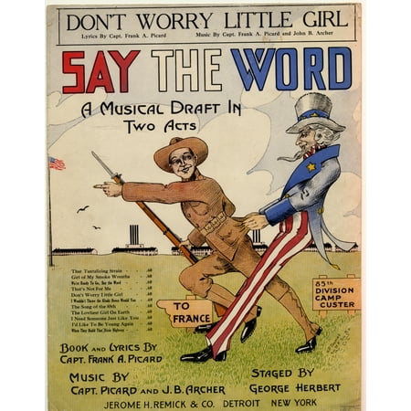 Uncle Sam & a Soldier on his way to France Poster