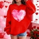 thumbnail image 3 of Sudadera con capucha y estampado de corazón de San Valentín, sudadera de manga larga para niños y niñas, chaqueta para niñas de talla mediana y grande., 3 of 7
