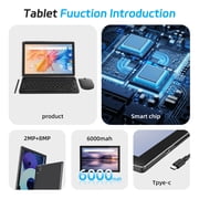 Android 15 Tablet, 10 inch 2 in 1 Tablets with Keyboard, 12GB RAM 64GB ROM 1TB Expand, Quad-Core 2.0Ghz CPU, 5G WiFi 6, BT5.0, 1280x800 HD Touchscreen, 6000mAh, Widevine L1, GMS Tablet, Black
