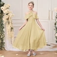 thumbnail image 2 of ZHOGXU Kids Elegant Solid Color Dresses For Girls Flutter Sleeve Halter Neck Ruffled Formal Gown Nice For Party And Dance, 2 of 9
