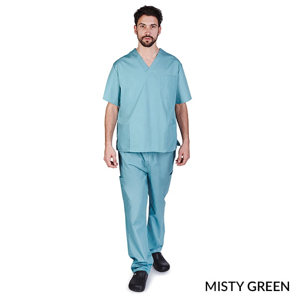 M&M SCRUBS Solid Men Scrub Set, Men Medical Uniforms 201- (MISTY GREEN ...