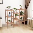 thumbnail image 2 of 9 Tier Plant Display Stand Shelf Rack Flower Planter Potted Shelving Rack Bamboo Wood Storage Shelving Rack Compact Bathroom Shelf Freely Combination for Indoor Outdoor, 2 of 8