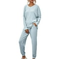 thumbnail image 2 of Fangasis Women Sleepwear Tops And Pants Loungwear Drawstring Nightwear Ladies Baggy Lounge Sets Loose Fit Fall Pajamas Sky Blue 5XL, 2 of 6