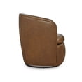 thumbnail image 3 of Benjara Niko Swivel Accent Chair, Round Barrel Design, Brown Top Grain Leather, 3 of 5