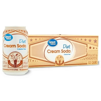 Diet Great Value Great Value Diet Cream Soda Pop, 12 fl oz, 12 Pack Cans