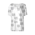 thumbnail image 4 of Camiseta de mujer Camiseta Estampado Botón Manga corta Diario Fin de semana Moda Básico Cuello en V Regular Top Multicolor/S, 4 of 5