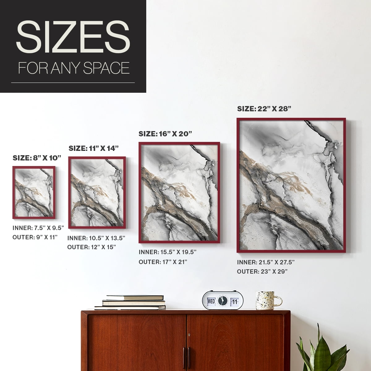 Abstract Ink Fantasy II in Paper Solid Wood 8 x 10 Framed Print