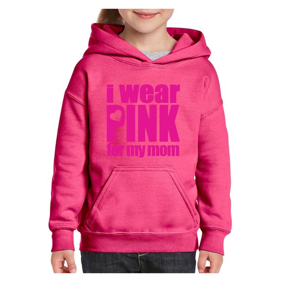 Big Girls Hoodies and Sweatshirts - I Wear Pink For My Mom