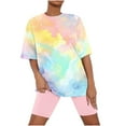 thumbnail image 2 of HaoXianJian Womens Pajamas s Print Sleepwear Causal Two Pjs s Nightwear Crew-Neck Pjs Loungewear Shorts Pant and Short Sleeves Plus Size 2X 3X, 2 of 5
