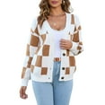 thumbnail image 2 of Women Fall Button Down Long Sleeve Cardigan Open Front Ribbed Knit Oversized Cardigan Sweaters Camel L, 2 of 9