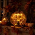 thumbnail image 4 of YAMB 2D Layered Wooden Pumpkin Ghost Ornament, Dimensional Cutout Tabletop Decor with Detachable Stand, Cute Spooky Style Decoration with Ghost & Black Cat Scene for Bedroom Home Display, 4 of 6