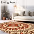 thumbnail image 2 of ODIKA 8'x10' Machine Washable Non-Slip Area Rug, Enchanting Sunburst Radial Medallion Floral Dreamscape High Traffic Rug, Beige, 480723, 2 of 7