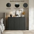 thumbnail image 4 of SICOTAS 46.7" Wide 3-Door Storage Cabinet Set of 2- Large Sideboard with Wave Panel Doors & Adjustable Shelves Push-to-Open Design Credenza for Living Room Ding Room and Entryway,Black Alder, 4 of 8