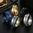 thumbnail image 3 of Flmtop Unisex Fashion Titanium Steel Roman Numerals Twist Chain Ring Party Jewelry Gift, 3 of 10