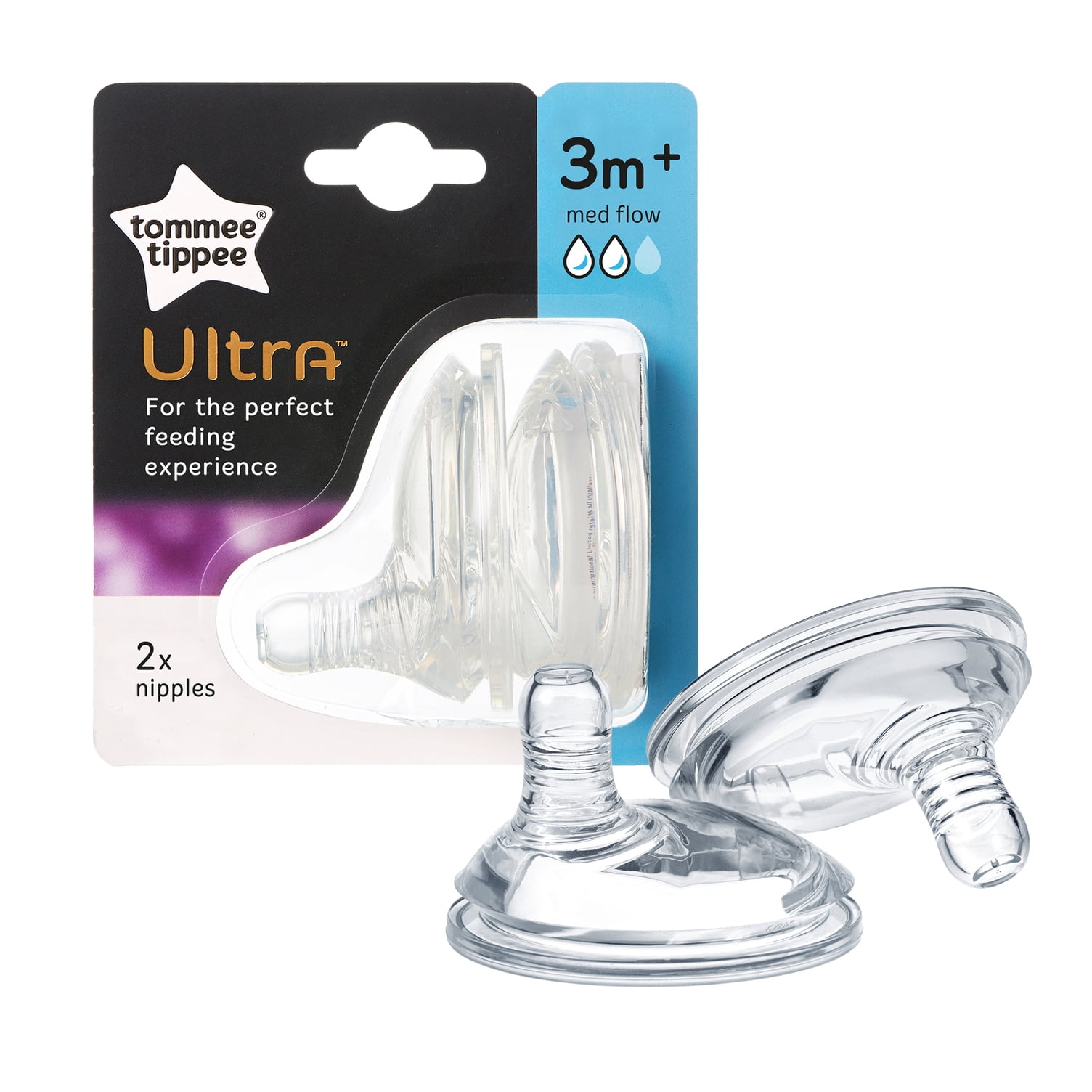 3 pack 6 teat Tommee Tippee Ultra 0 months Slow Flow Silicone Teats BPA FREE 