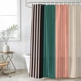 thumbnail image 6 of Black Teal Pink Beige Stripe Shower Curtain Set - Long 72" x 84" Washable Bathtub Curtain with 12 Hooks, Farmhouse Striped Waterproof Fabric Stall Shower Curtains for Bathroom/Bathtub Décor, 6 of 6
