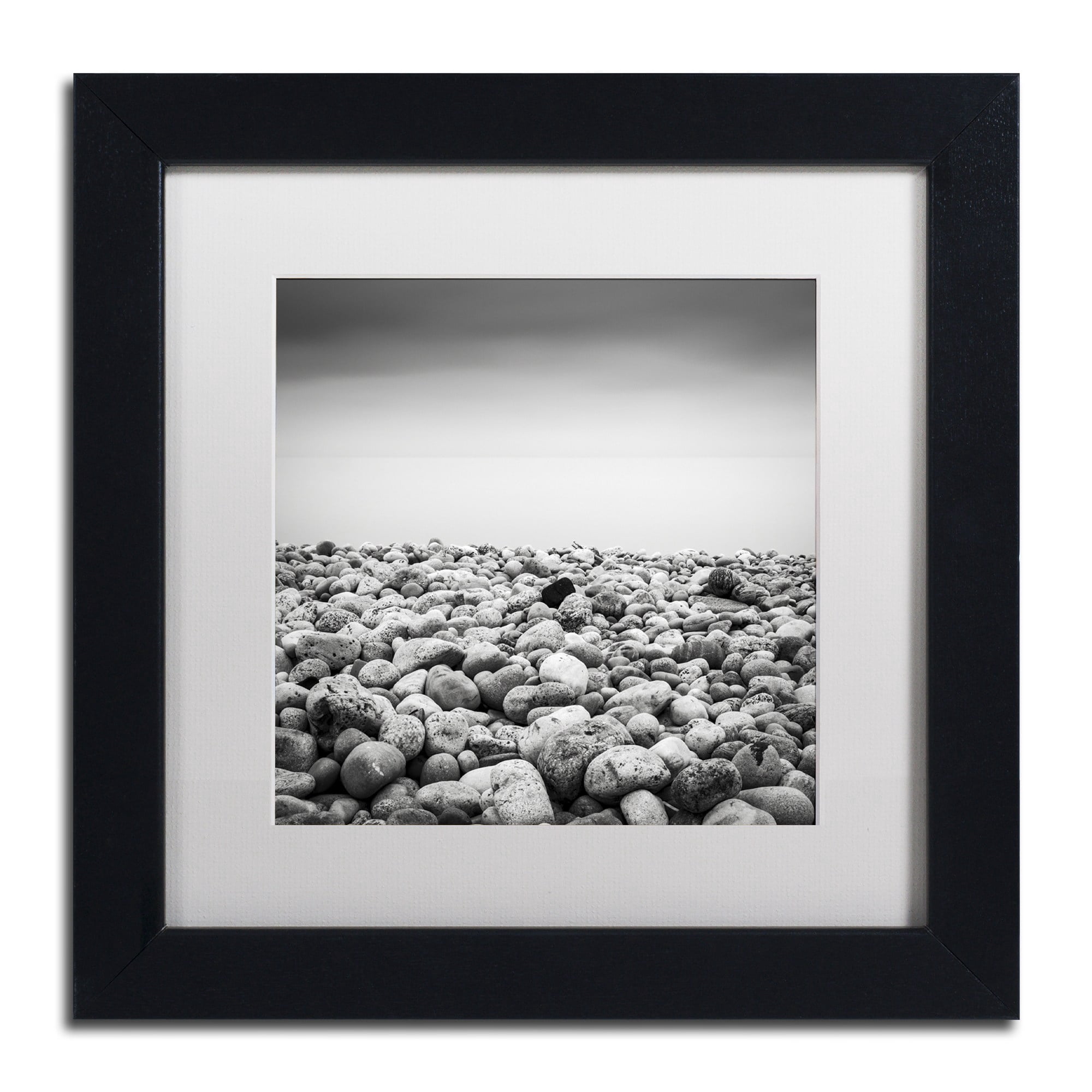 Trademark Fine Art "Pebble Beach" Canvas Art by Dave MacVicar, White Matte, Black Frame