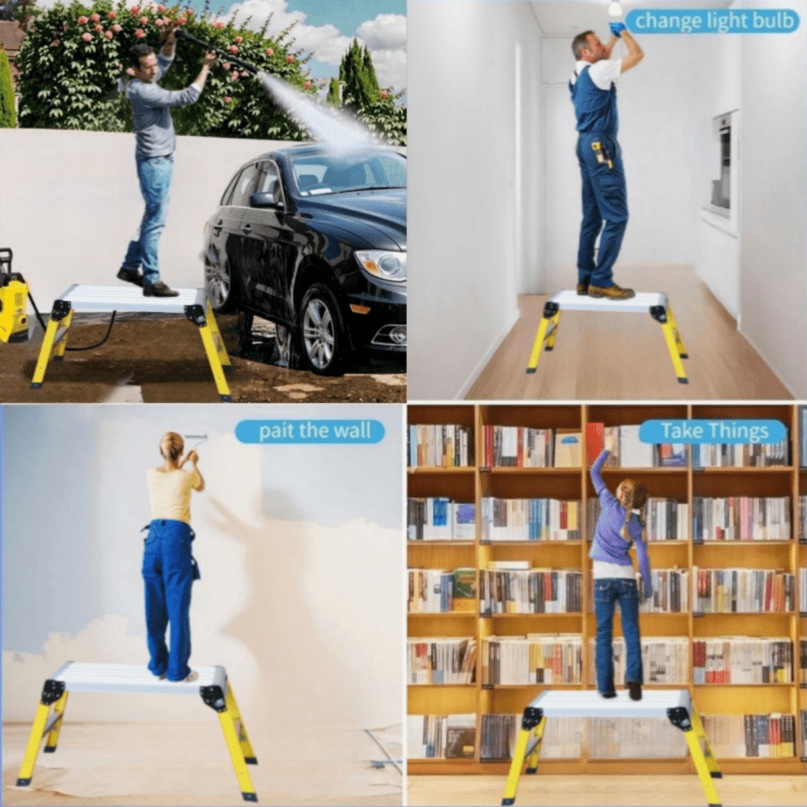 Step Ladder, Heavy Duty Foldable Aluminum Platform 330 Lbs Capacity