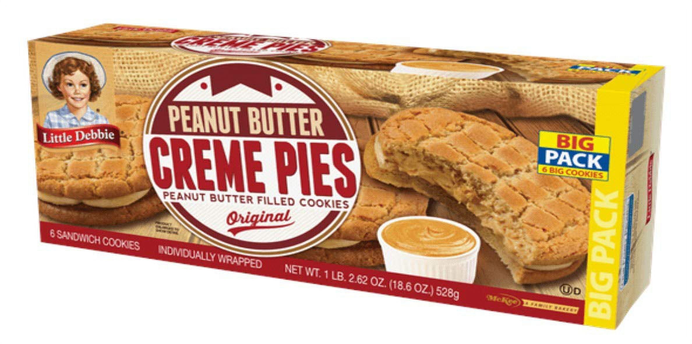 Little Debbie Peanut Butter Creme Pies, 9 Big Pack Boxes, 54 Individually Wrapped Sandwich Cookies