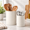 Five-Leaf Grass, variant on Rhombus Pattern 2-Piece Ceramic Kitchen Utensil Holder Crock Set