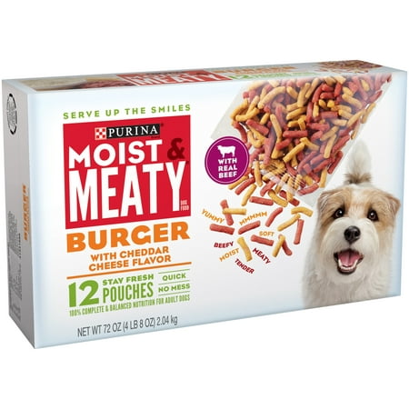 Purina Moist & Meaty Burger avec fromage cheddar saveur Dog Food 12 ct Boîte