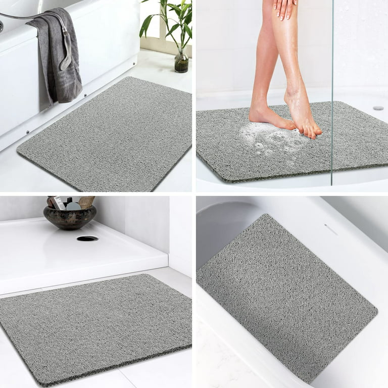 Square Shower Mat Non-Slip 24x 24 Inch, Soft Comfort Bath Mat with Drainage  Holes, PVC Loofah Massage Bathmat for Shower,Tub,Bathroom,Wet Areas, Quick