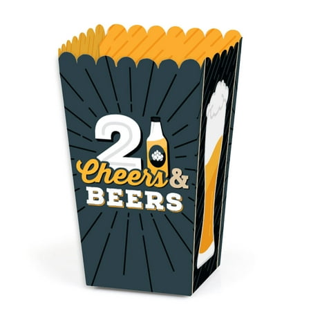 

Cheers and Beers to 21 Years - 21st Birthday Party Favor Popcorn Treat Boxes - Set of 12