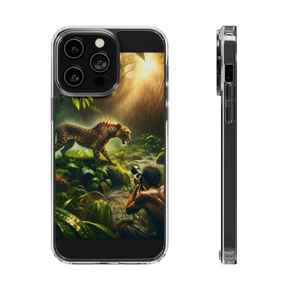 DistinctInk Hybrid (Acrylic / TPU) Clear Slim Fit Case for Apple iPhone 15 Pro MAX (6.7" Screen) - "Enchanting Wildlife: Magnificent Animals in their Picturesque Habitat"