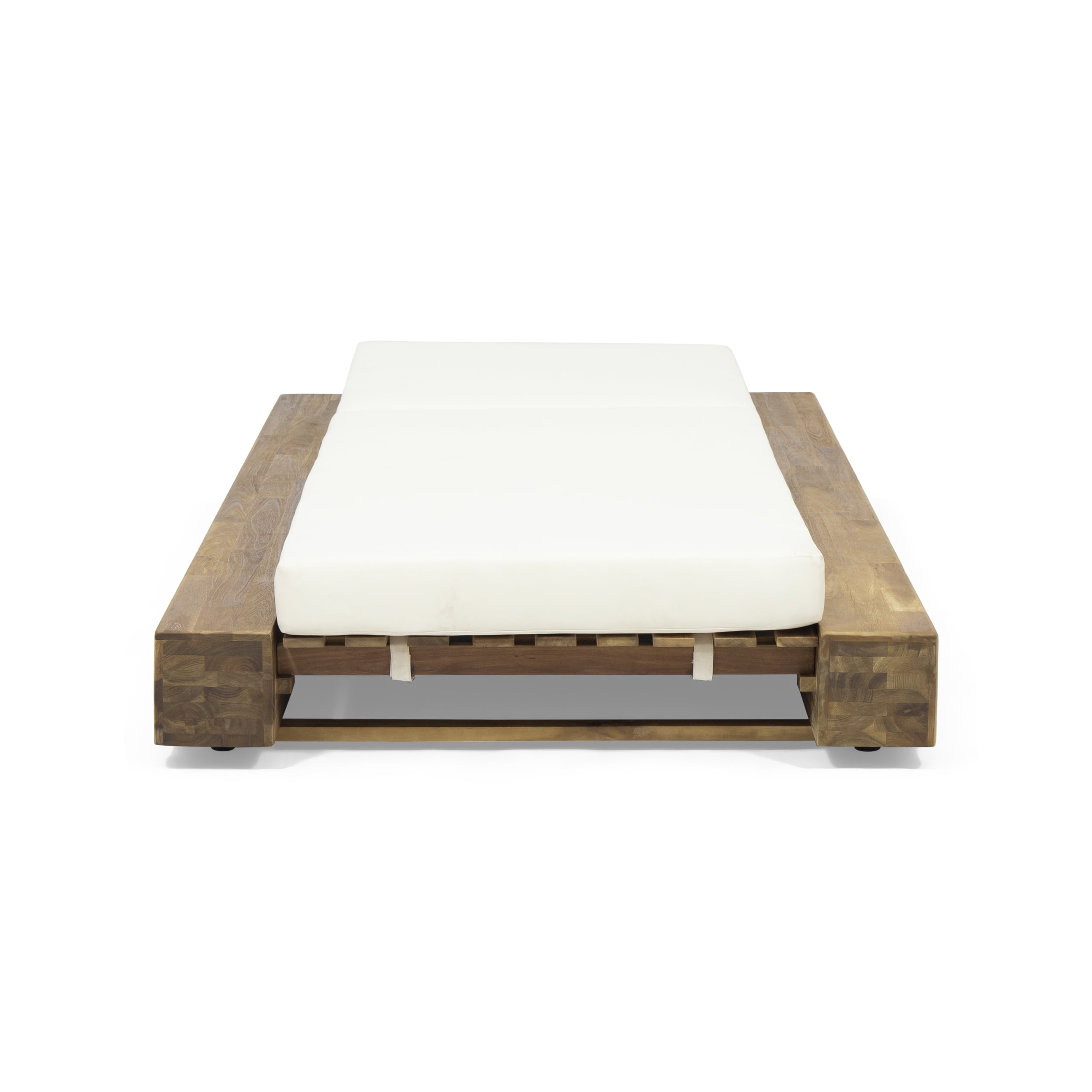 Rigby Outdoor Acacia Wood Chaise Lounge and Cushion Sets, Set of 2, Teak and Cream