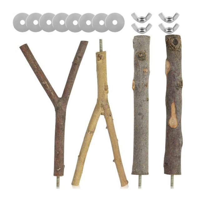 4 PCS Natural Wood Bird Perch Parrot Perch Stand-Perch Platform Cage Accessories For Parrotlets Budgies Cockatiels