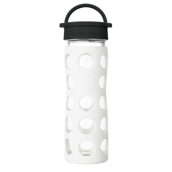 Lifefactory - Glass Water Bottle with Classic Cap and Silicone Sleeve Core 2.0 Optic White - 16 fl. oz.